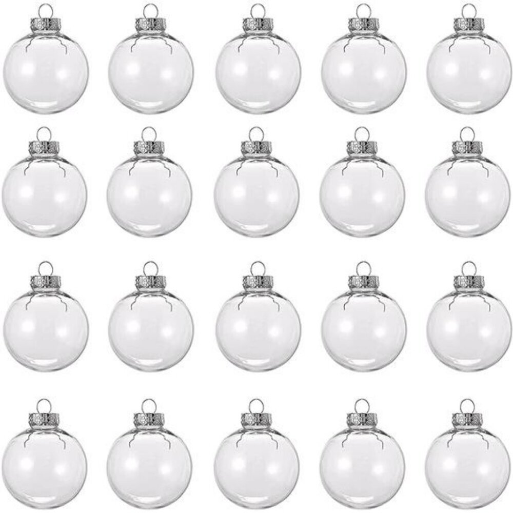 20pcs Clear Plastic Fillable Ornament Balls DIY Christmas Tree Party Wedding Dec